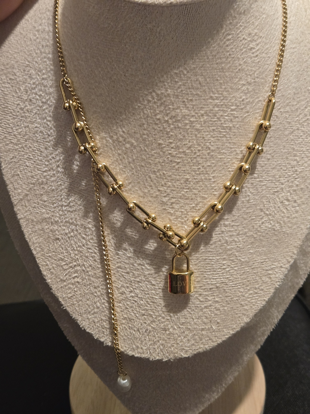Gold Padlock Accent Chain Necklace - Women Jewelry